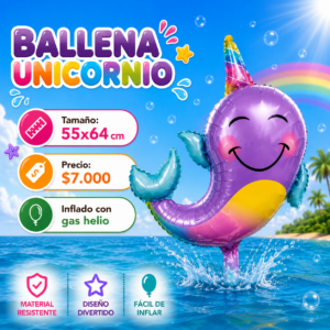 Ballena Unicornio 55x64cm